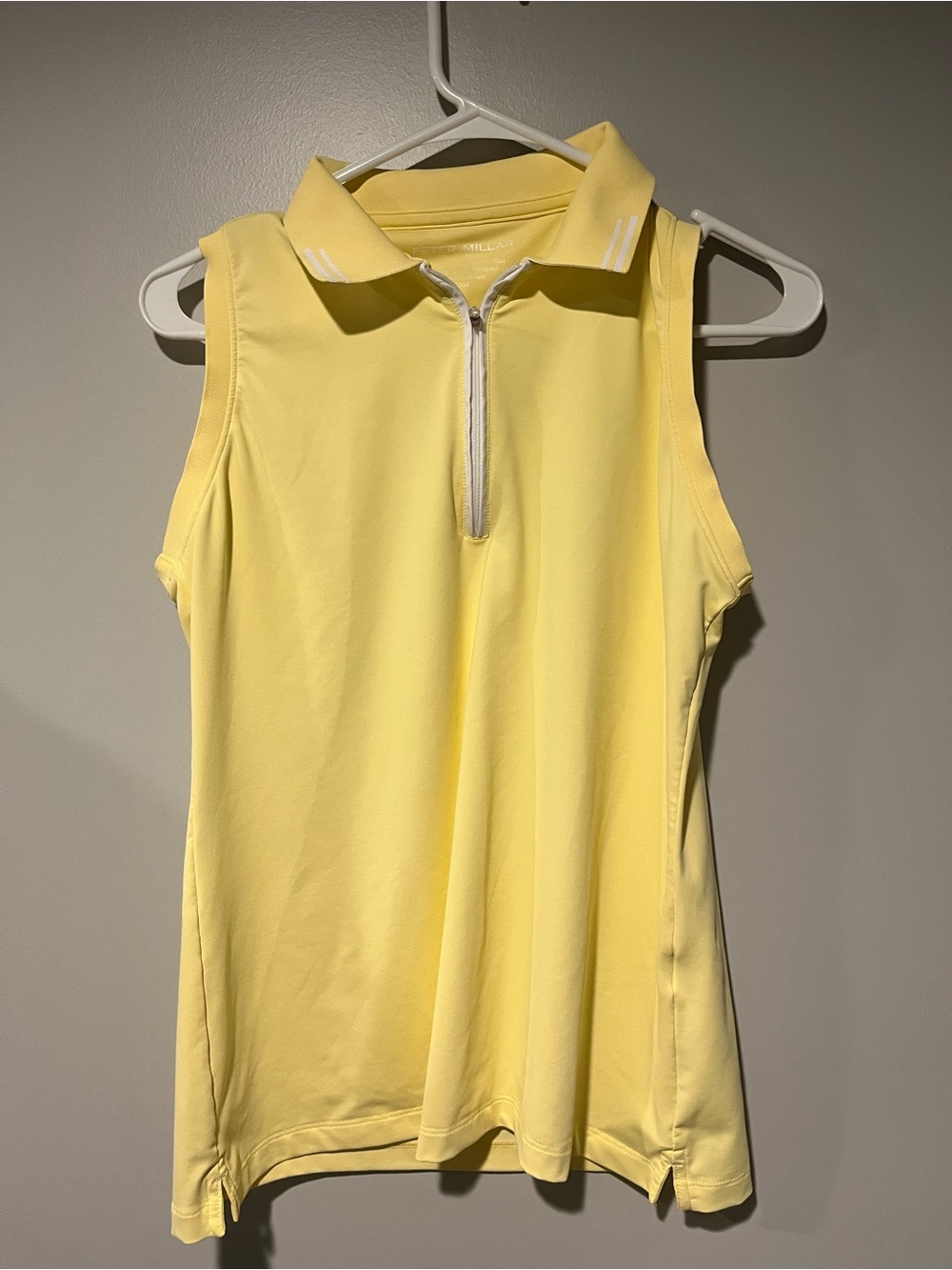 Peter Millar Sleeveless Yellow Zip Polo Tank